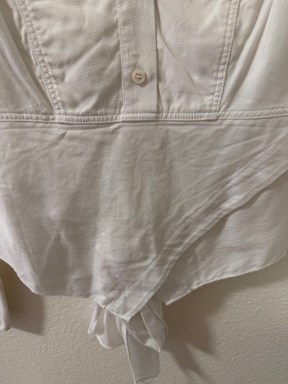 BCBG White Long-Sleeve Tie-Front Blouse - Picture 3 of 8